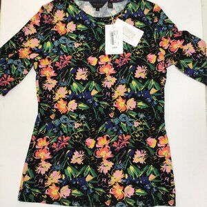 NWT Ted Baker London  Donisha Printed Floral Elbow Sleeve Tee Top